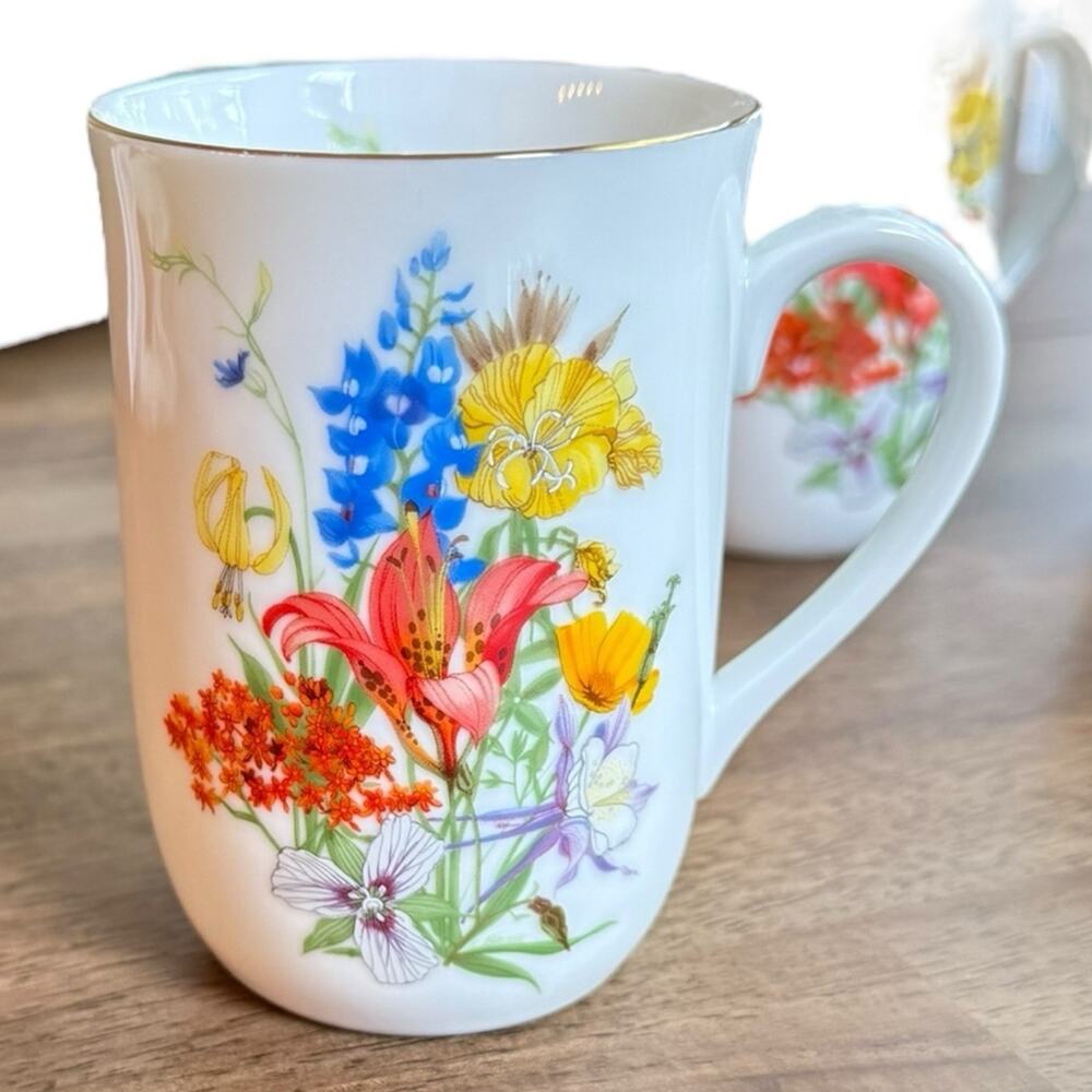 Otagiri Rose Baxter Design Floral Porcelain Mug Coffee Tea Cup Gilded Edge - One